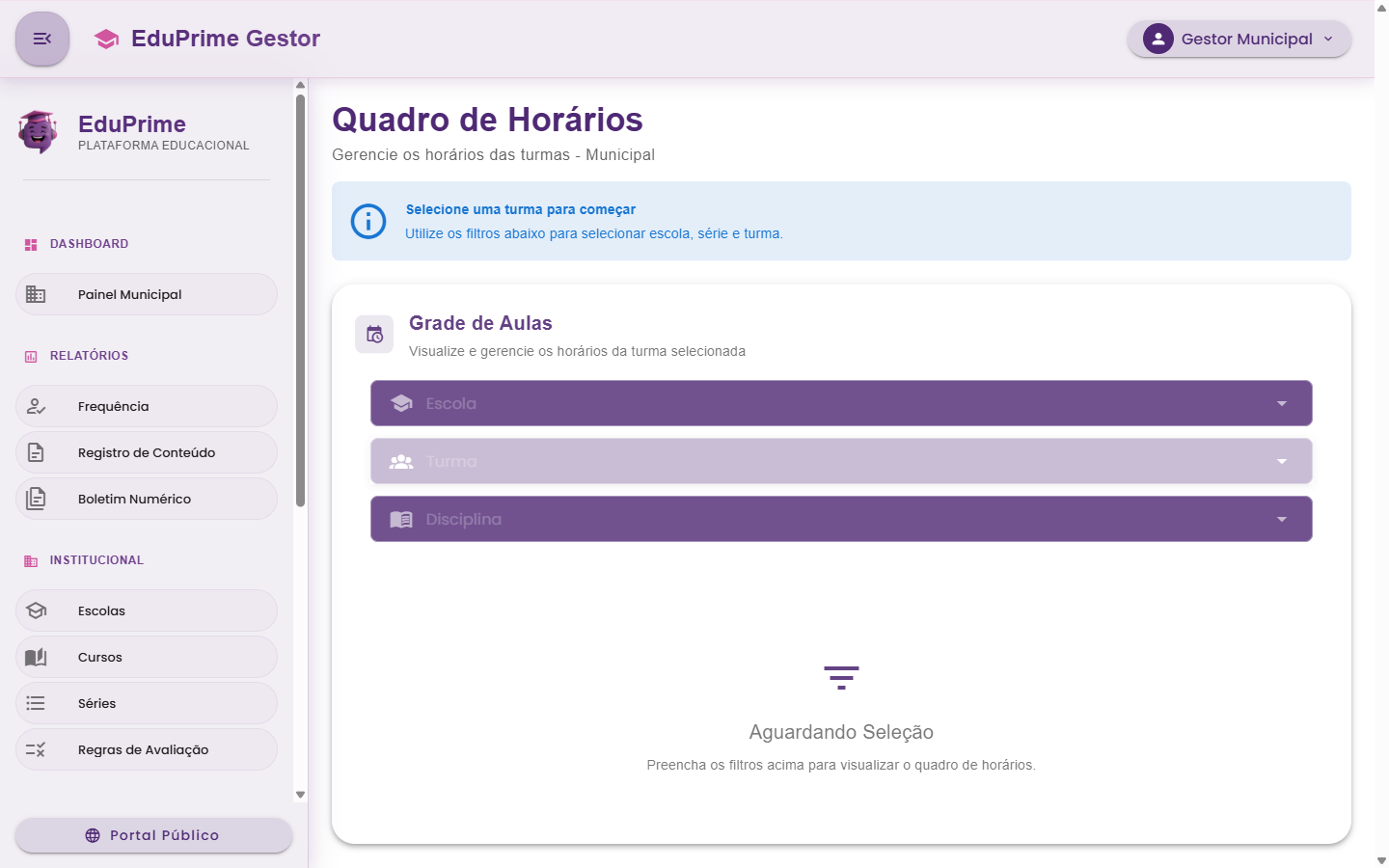 Quadro de Horários